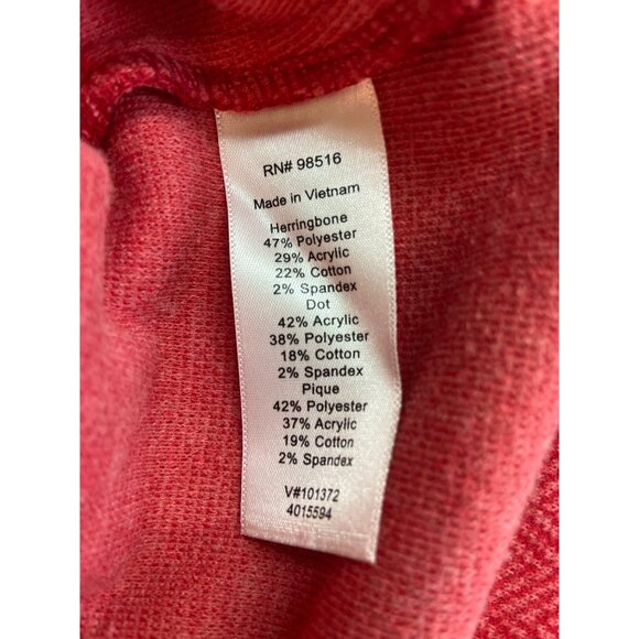 Coldwater Creek Red Vest L Polka Dot Trim Textured Herringbone Knit Preppy - Picture 4 of 7